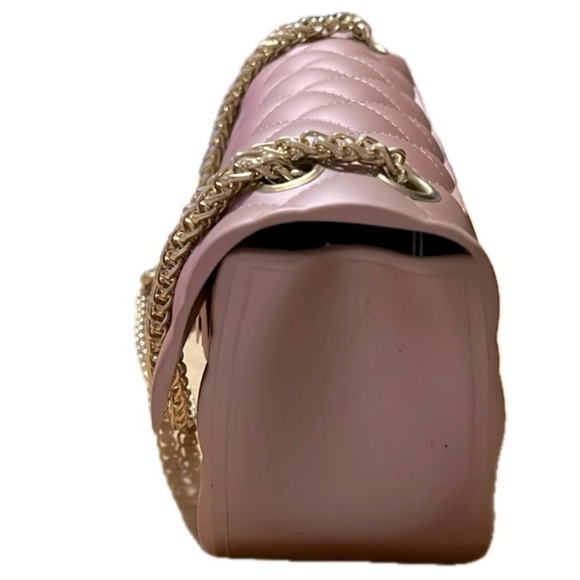 Quilted Matte Pink Rose Gold Jelly Bag Chain Strap - Picture 7 of 10